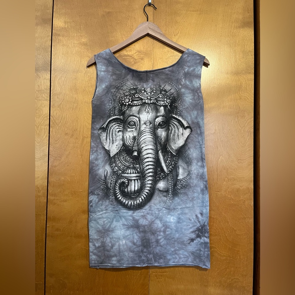 The Mountain Ganesh Gray Tie-Dye Asymmetrical Short Tee Shirt Dress Size M